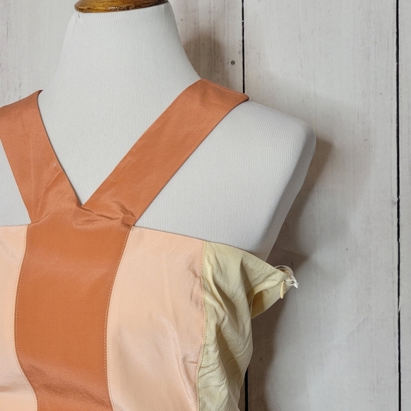 2b Rych Colorblock Halter Dress Gold Pleated Hem Sparkle Sz S - Picture 3 of 12